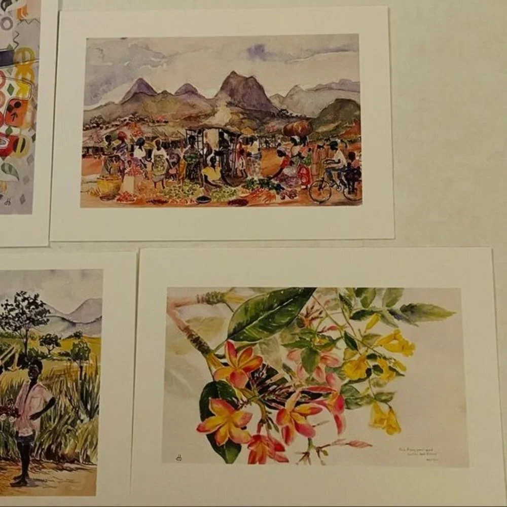 Watercolor by Dorothy B. Hayes 1994 Blank‎ Cards Set of 14 Floral People Farm